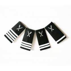 Epaulettes galonnées broderie Service (couverts couteau et fourchette) Argent pour les uniformes de la Marine Marchande