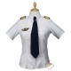 Chemise pilote femme blanche manches courtes, cintrée, avec épaulettes et poche stylo, coton